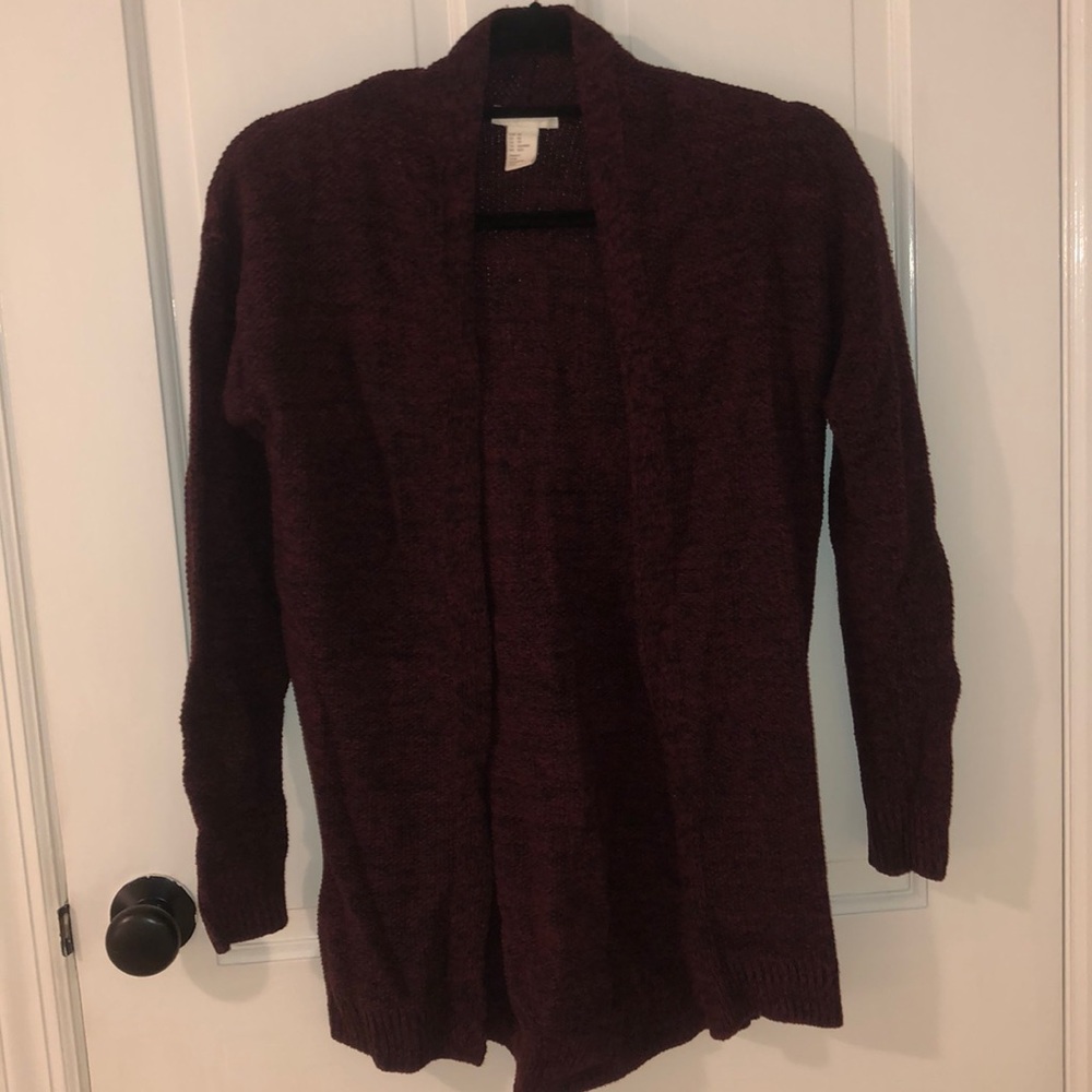 Maroon and Black Stitched Cardigan
